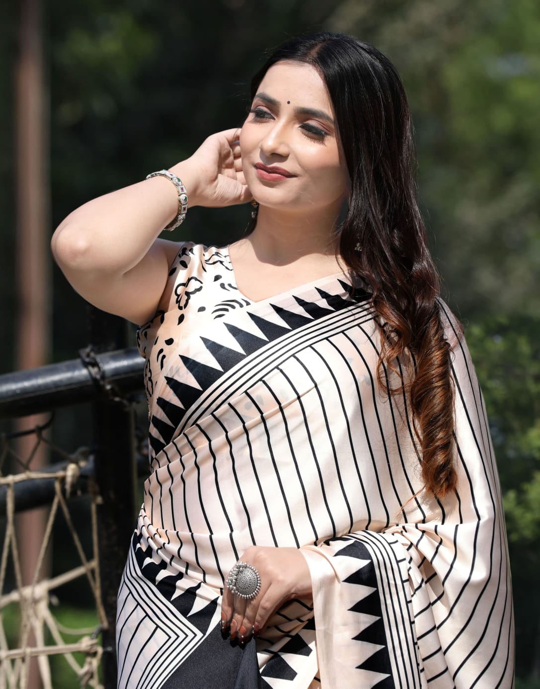 BLACK AND OFFWHITE COLOR SAREE